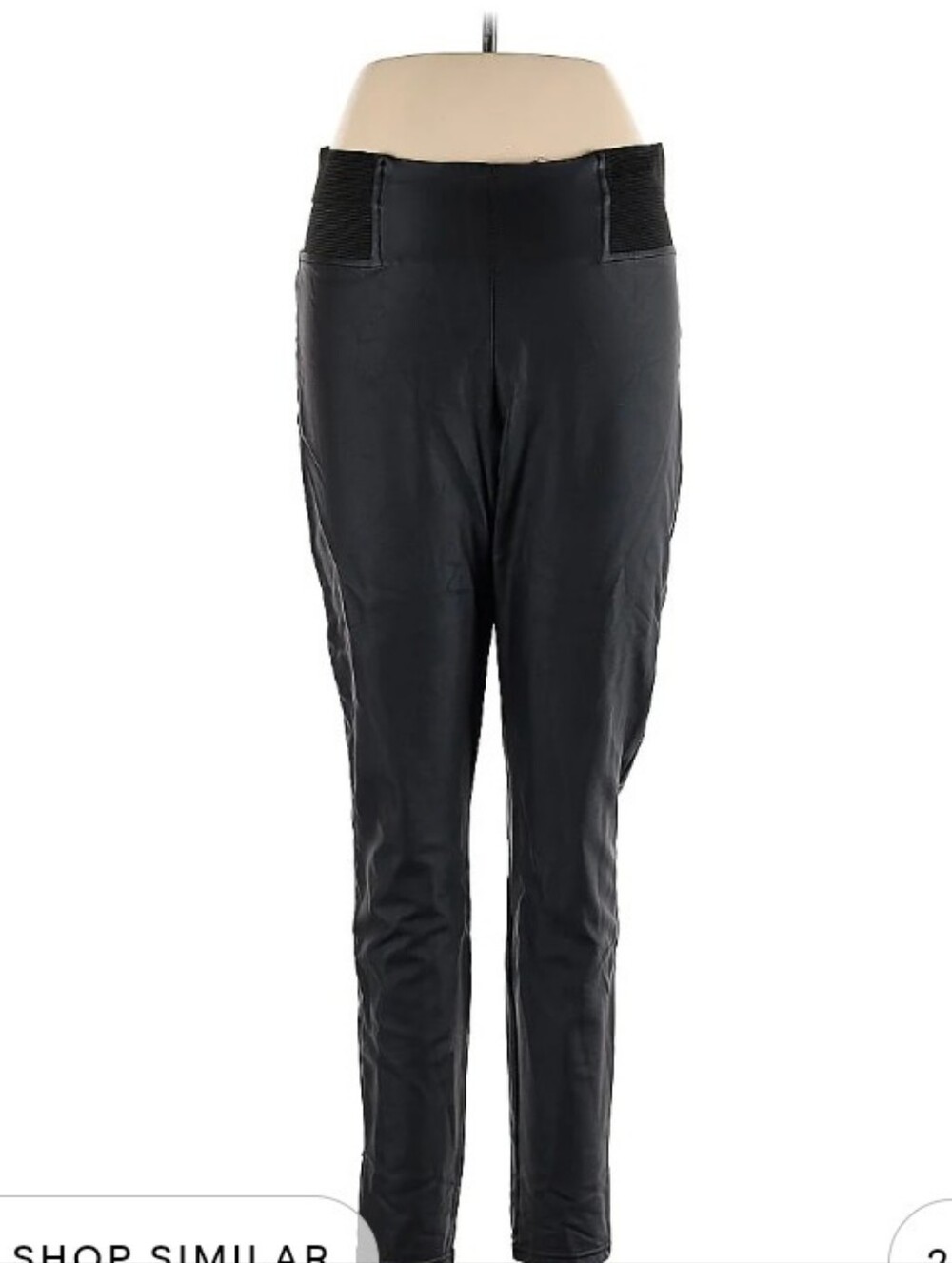 Simply Vera Vera Wang Black Faux Leather Leggings with Elastic Side Panels
